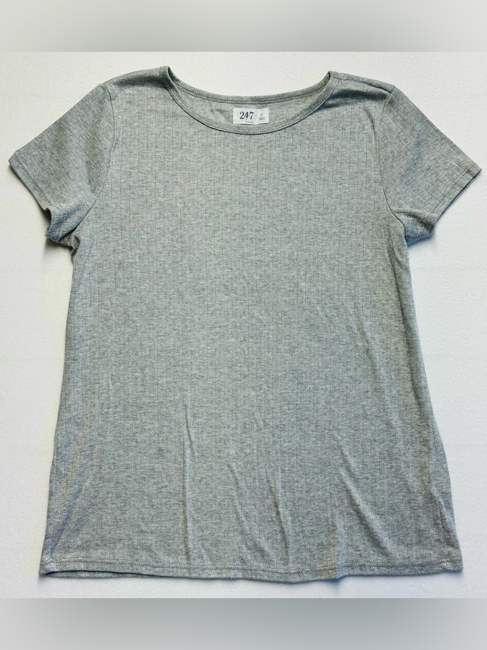 Maurices Women’s XL Light Grey Textured Soft Knit Short‑Sleeve Tee